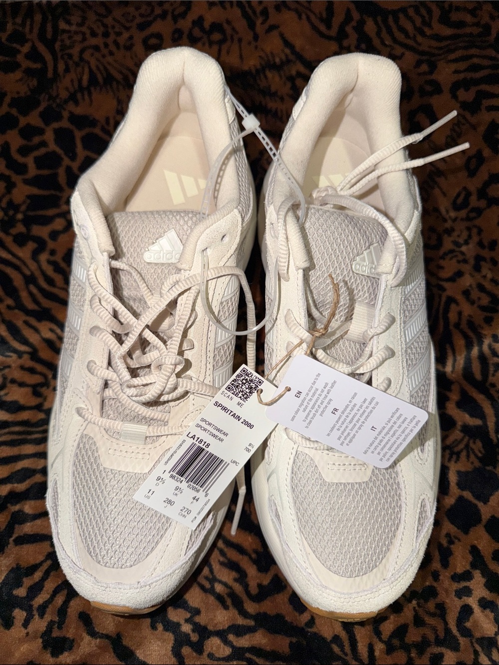 adidas Women’s Cream White Mesh Lace-Up Sneakers